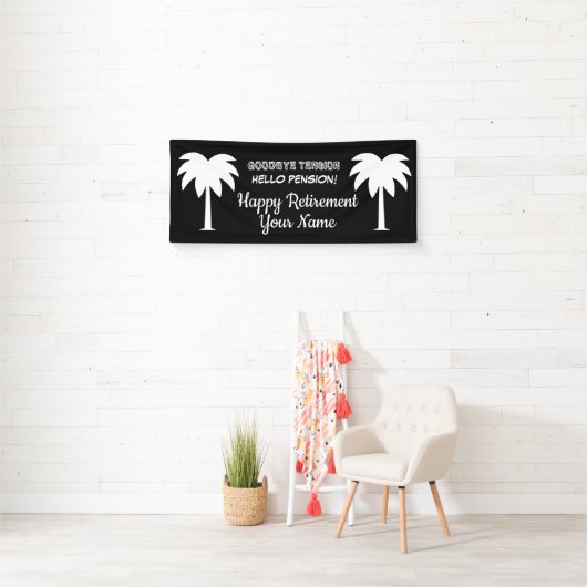 Aangepast uittredingsbalkbord met palmstructuur spandoek (Insitu)