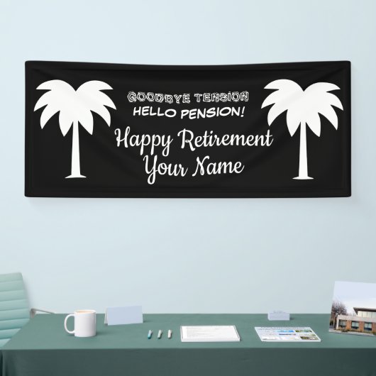 Aangepast uittredingsbalkbord met palmstructuur spandoek (Beurs)