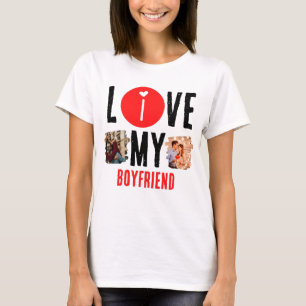 Aangepast Unieke 2 foto Collage Ik hou van mijn vr T-shirt