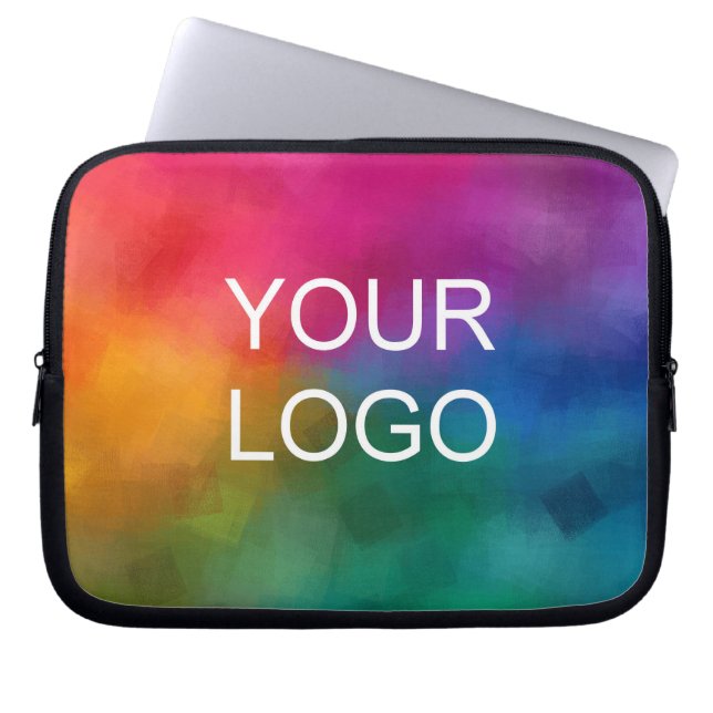 Aangepast Upload hier uw Logo Voeg tekst Sjabloon  Laptop Sleeve (Voorkant)
