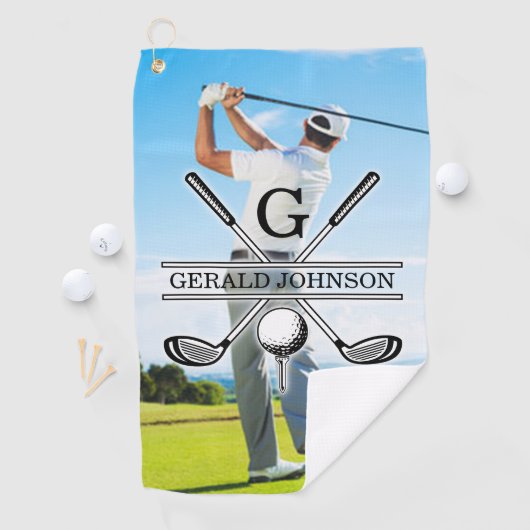 Aangepast Uw Afbeelding Golf Monogram Ontwerp Golfhanddoek (Insitu)