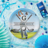 Aangepast Uw Afbeelding Golf Monogram Ontwerp Papieren Bordje (Feest)