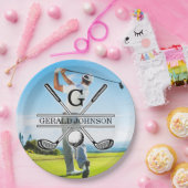 Aangepast Uw Afbeelding Golf Monogram Ontwerp Papieren Bordje (Feest)