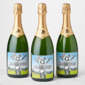 Aangepast Uw Afbeelding Golf Monogram Ontwerp Sparkling Wijnetiket (Flessen)