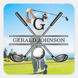Aangepast Uw Afbeelding Golf Monogram Ontwerp Vierkante Sticker