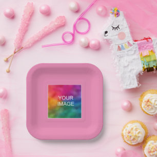 Aangepast uw foto Afbeelding of Logo hier roze vie Papieren Bordje