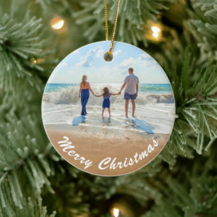 Aangepast uw foto Kerstmis ornament met tekst