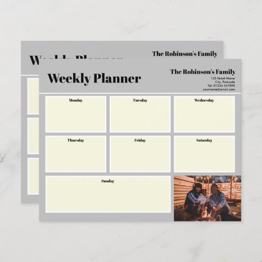 Aangepast uw foto-weekblad in grijs (Voorkant / Achterkant)