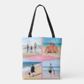 Aangepast uw fotocollage Canvas tas met tekst (Achterkant)