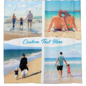 Aangepast uw fotocollage douchegordijn met tekst (Voorkant)