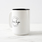 Aangepast uw Logo hier zwart wit QR CODE Tweekleurige Koffiemok (Voorkant links)