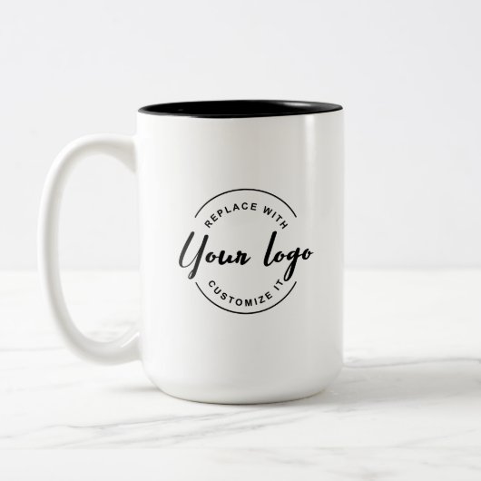 Aangepast uw Logo hier zwart wit QR CODE Tweekleurige Koffiemok (Links)