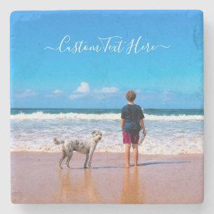 Aangepast uw Photo Stone Onderzetter met tekst