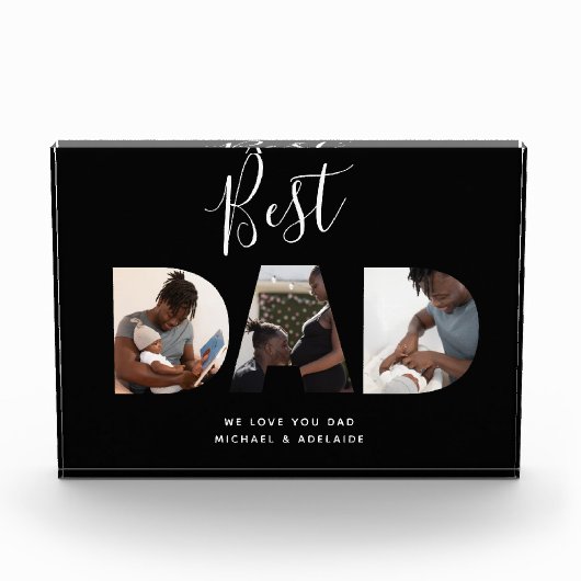 Aangepast vaders Dag Foto Collage Beste pap script (Voorkant)