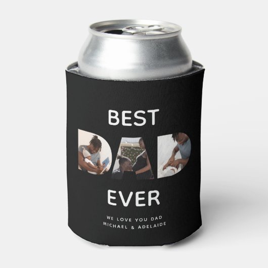 Aangepast vaders Dag Foto Collage Beste pap script Blikjeskoeler (Blikje Voorkant)
