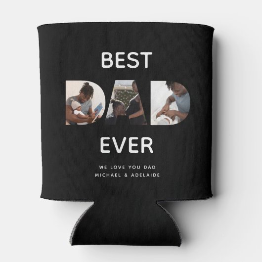 Aangepast vaders Dag Foto Collage Beste pap script Blikjeskoeler (Achterkant)