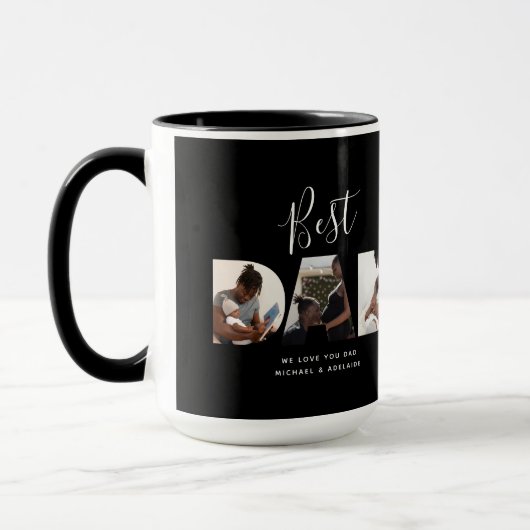 Aangepast vaders Dag Foto Collage Beste pap script Mok (Links)