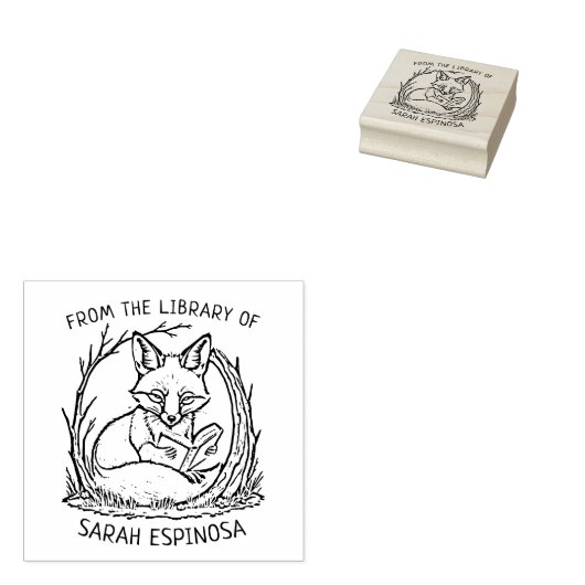 Aangepast Van de Bibliotheek Van Fox Rubberstempel (Gestempeld)