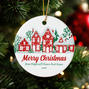 Aangepast Vastgoedbedrijf Prettig Kerstfeest Keramisch Ornament