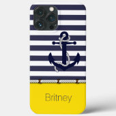 Aangepast ventilatorblauw blauw Stripe zomergeel Case-Mate iPhone Case (Achterkant)