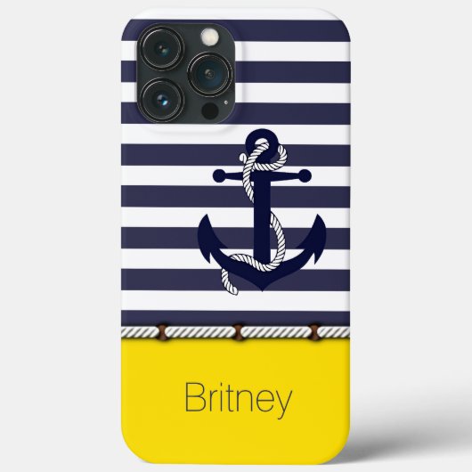 Aangepast ventilatorblauw blauw Stripe zomergeel Case-Mate iPhone Case (Achterkant)