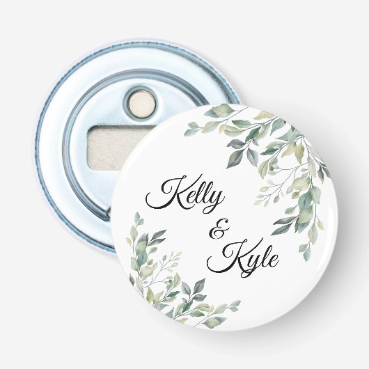 Aangepast Verloving voor fotoweddenschappen Rustic Button Flesopener (Voorkant)