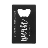 Aangepast verpleegster Est Typografie Nurse RN afs Kredietkaart Flessenopener (Achterkant)