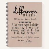 Aangepast verschil maker journaal, collega cadeau notitieboek (Voorkant)