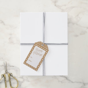 Aangepast vervormde witte pokadots op Faux Kraft Cadeaulabel