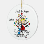 Aangepast verwacht paar 2 katten kerstversiering keramisch ornament (Links)