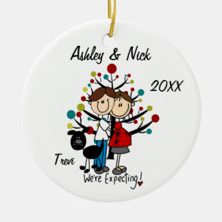 Aangepast verwacht paar met hond ornament