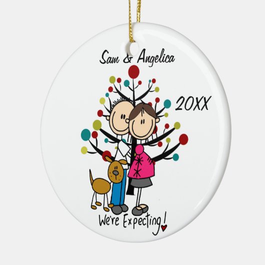 Aangepast verwacht paar met honden-sierplanten keramisch ornament (Links)