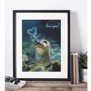 Aangepast verzegeld met een kus onderwater heiligd poster