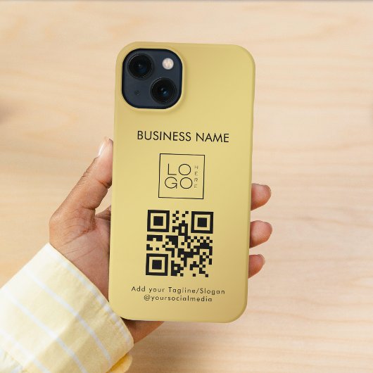 Aangepast vierkant Business Logo QR Code Gold Grad iPhone Hoesje