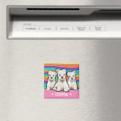 Aangepast vierkant Magnet Rainbow-puppies. Magneet (Insitu (Vaatwasser))