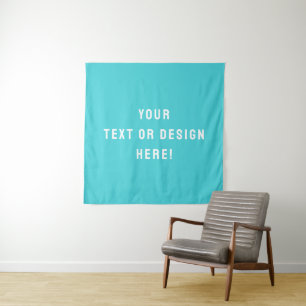 Aangepast Vierkant Tapijt – Cyaan Blauw & Geperson Wandkleed