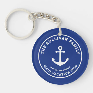 Aangepast Vintage Jachtclub Anker Familie Badge Sleutelhanger