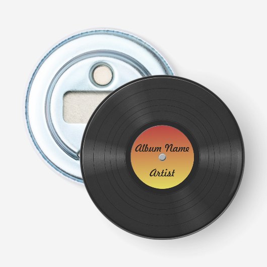 Aangepast vinylrecord fake button flesopener (Voorkant)