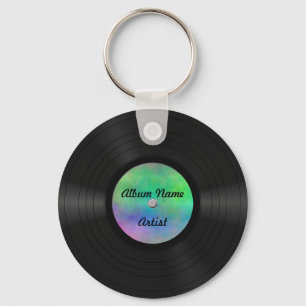 Aangepast vinylrecord fake sleutelhanger