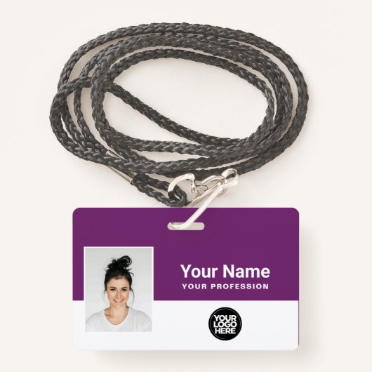 Aangepast violet Logo naam foto Lanyard Badge (Voorkant met draagriem)