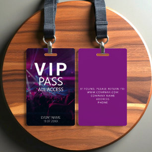 Aangepast VIP All Access Evenement Concert Paars Badge