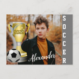 Aangepast Voetbal Kampioen Fotocadeau voor Jongens Briefkaart