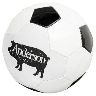 Aangepast voetbal met zwart varken logo