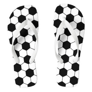 Aangepast Voetbal patroon zwart-wit Teenslippers