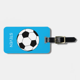Aangepast Voetbal voor sport Blauw Bagagelabel