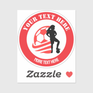 Aangepast voetbalmeisje kinder voetbal verjaardags sticker
