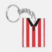 Aangepast voetbalveld Jersey Keyring, Rode Stripes Sleutelhanger (Voorkant Links)