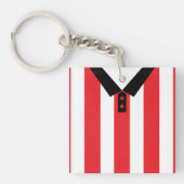 Aangepast voetbalveld Jersey Keyring, Rode Stripes Sleutelhanger (Voorkant)