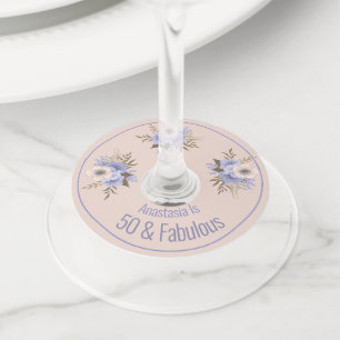 Aangepast vogeldagnaam Datum Floral Wild Roos Wijnglaslabel