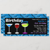 Aangepast vogelfeest op cocktail party Invite Blue Kaart (Voorkant / Achterkant)